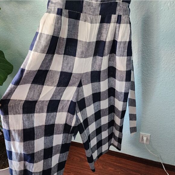 J crew gingham spaghetti straps with pockets crop coastal jumpsuit - Picture 5 of 16
